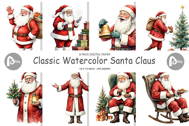 Digital Paper Classic Santa Claus Digital Pattern artnoy 