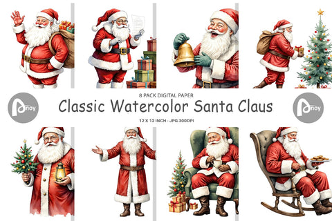 Digital Paper Classic Santa Claus Digital Pattern artnoy 