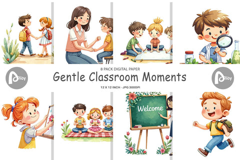 Digital Paper Classroom Moments Digital Pattern artnoy 