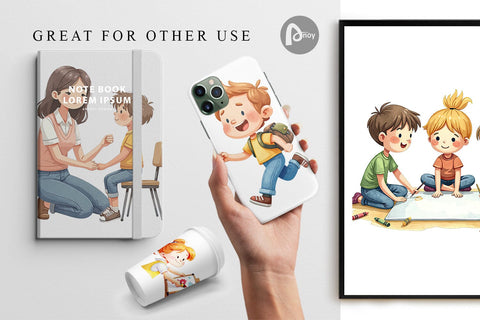 Digital Paper Classroom Moments Digital Pattern artnoy 