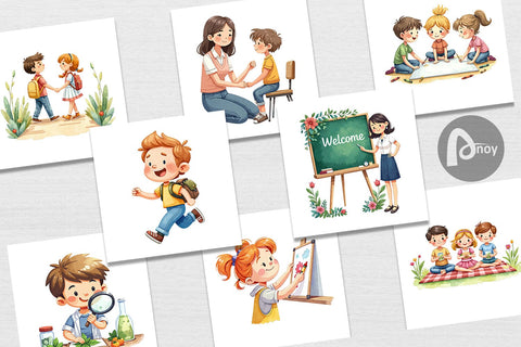 Digital Paper Classroom Moments Digital Pattern artnoy 