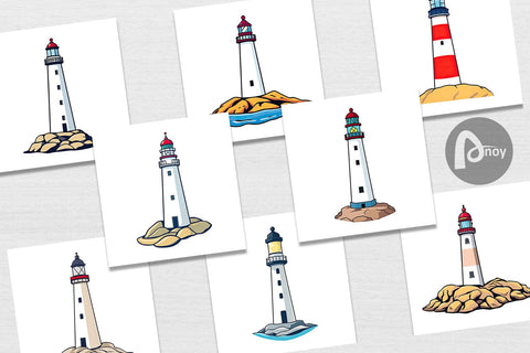 Digital Paper Cliff Lighthouse Digital Pattern artnoy 