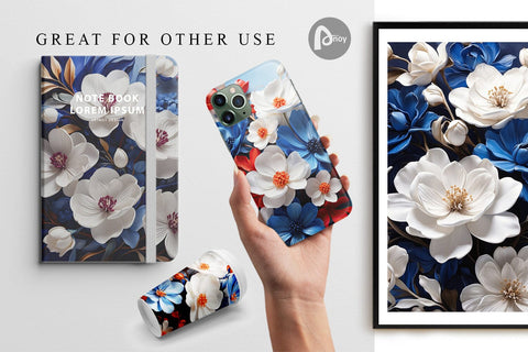 Digital Paper Cobalt Flower Digital Pattern artnoy 