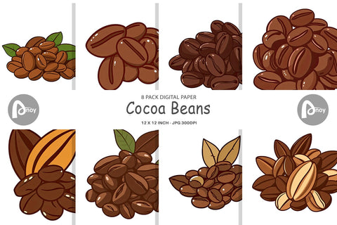 Digital Paper Cocoa Beans Digital Pattern artnoy 