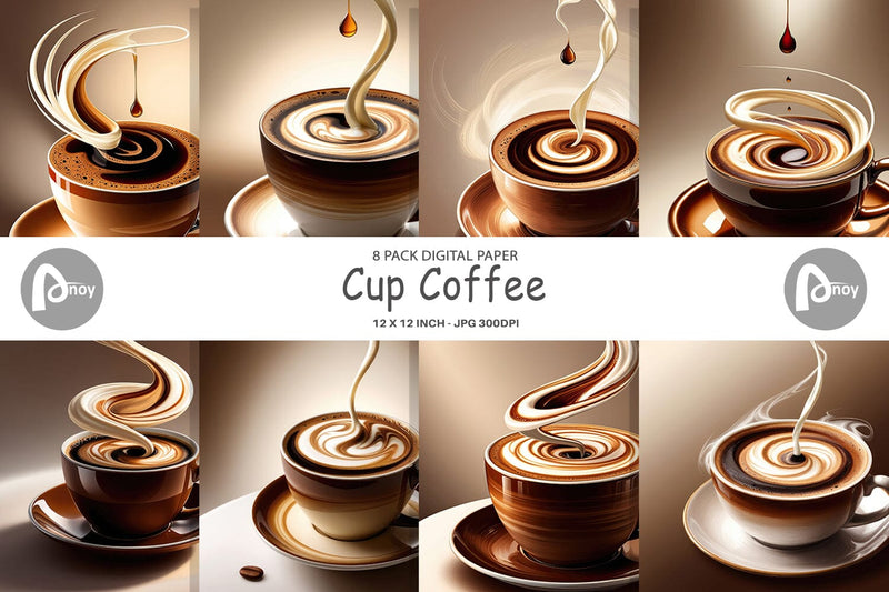 Digital Paper Coffee Cup Digital Pattern artnoy 