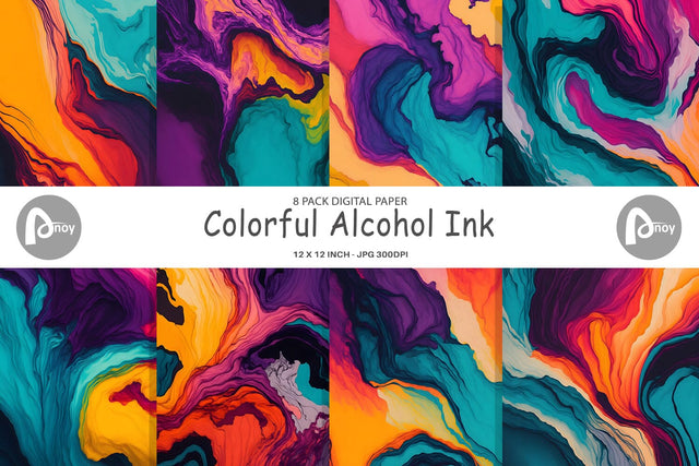 Digital Paper Colorful Alcohol Ink Digital Pattern artnoy 