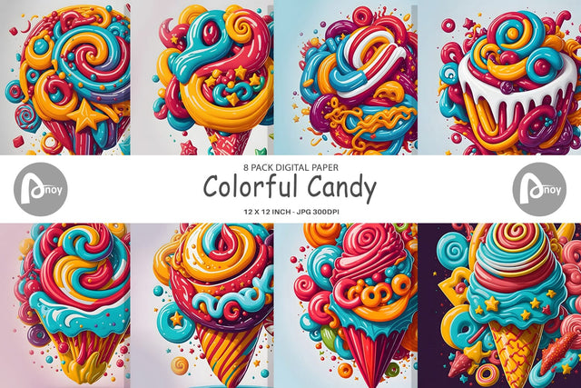 Digital Paper Colorful Candy Digital Pattern artnoy 