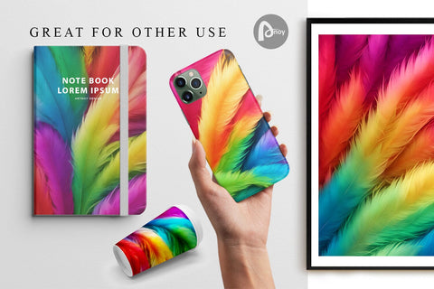 Digital Paper Colorful Feather Digital Pattern artnoy 