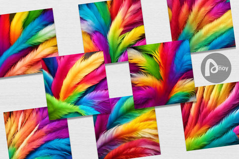 Digital Paper Colorful Feather Digital Pattern artnoy 