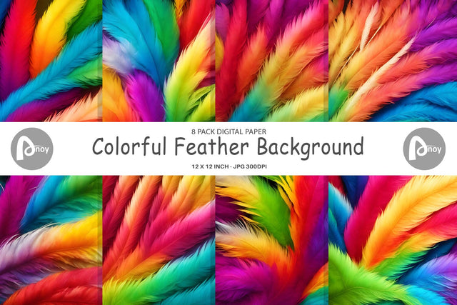 Digital Paper Colorful Feather Digital Pattern artnoy 
