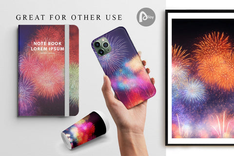 Digital Paper Colorful Fireworks in Sky Digital Pattern artnoy 
