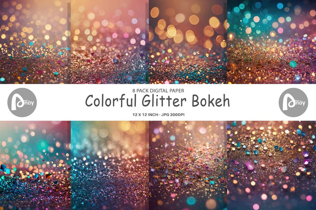 Digital Paper Colorful Glitter Bokeh Digital Pattern artnoy 