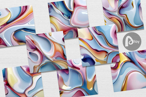 Digital Paper Colorful Liquid Digital Pattern artnoy 