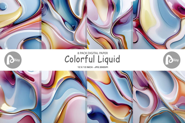 Digital Paper Colorful Liquid Digital Pattern artnoy 