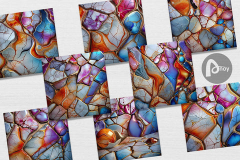 Digital Paper Colorful Liquid Marble Digital Pattern artnoy 