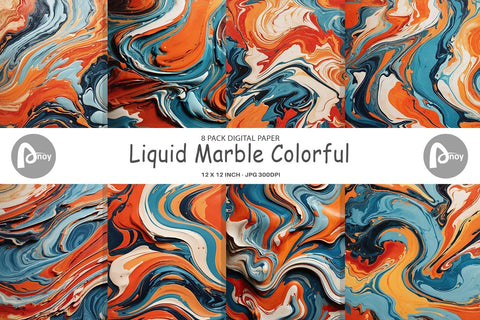 Digital Paper Colorful Marble Digital Pattern artnoy 