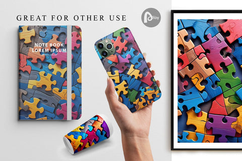Digital Paper Colorful Puzzle Pieces Digital Pattern artnoy 