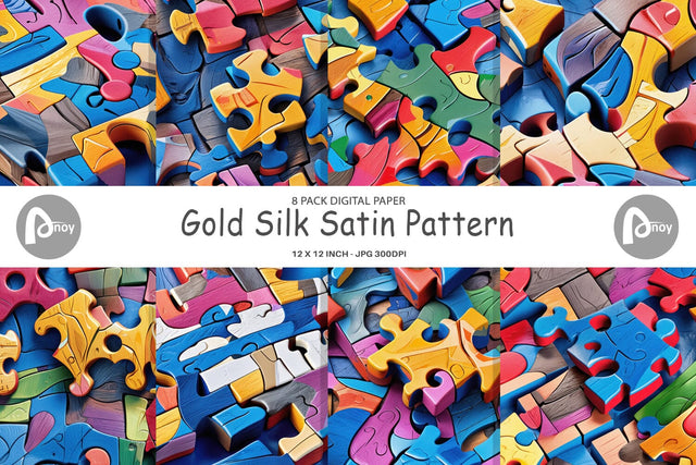 Digital Paper Colorful Puzzles Pattern Digital Pattern artnoy 