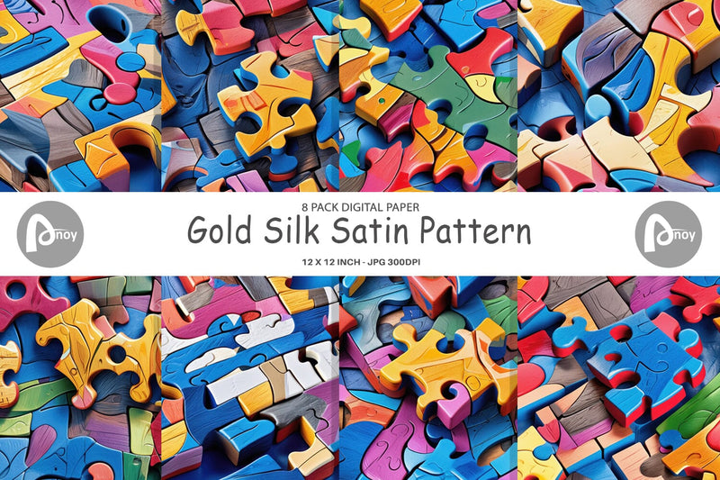 Digital Paper Colorful Puzzles Pattern Digital Pattern artnoy 
