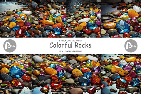 Digital Paper Colorful Rocks Digital Pattern artnoy 
