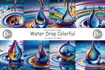 Digital Paper Colorful Water Drops Digital Pattern artnoy 