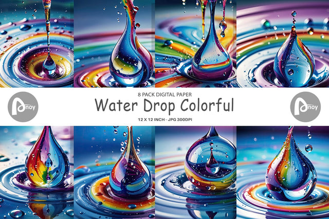 Digital Paper Colorful Water Drops Digital Pattern artnoy 