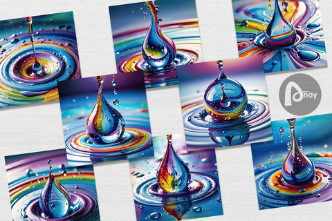 Digital Paper Colorful Water Drops Digital Pattern artnoy 