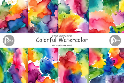 Digital Paper Colorful Watercolor Digital Pattern artnoy 