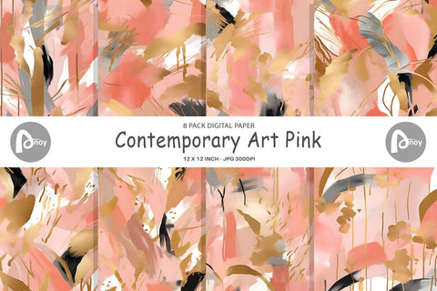 Digital Paper Contemporary Art Pink Digital Pattern artnoy 