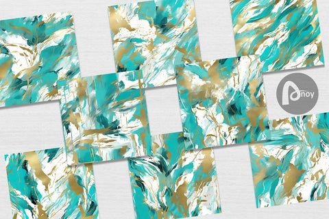 Digital Paper Contemporary Turquoise Digital Pattern artnoy 