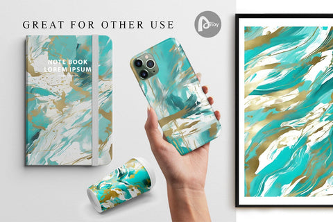 Digital Paper Contemporary Turquoise Digital Pattern artnoy 