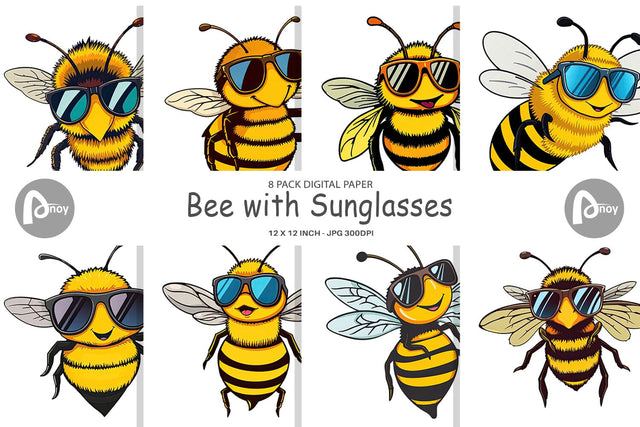 Digital Paper Cool Bee Digital Pattern artnoy 