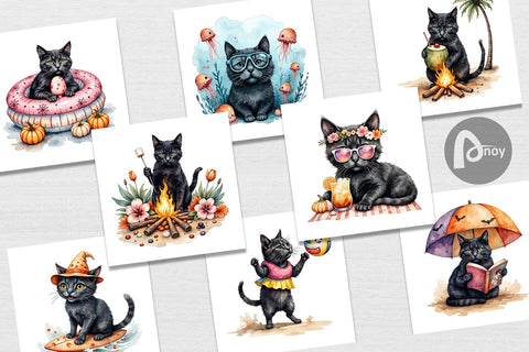 Digital Paper Cool Cat Summerween Digital Pattern artnoy 