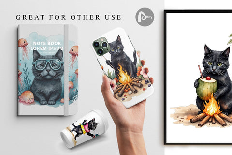 Digital Paper Cool Cat Summerween Digital Pattern artnoy 