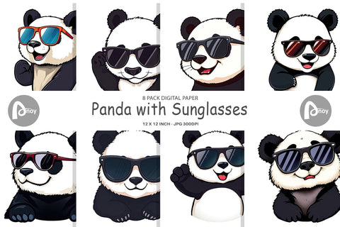 Digital Paper Cool Panda Digital Pattern artnoy 