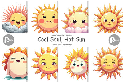 Digital Paper Cool Soul Sun Digital Pattern artnoy 