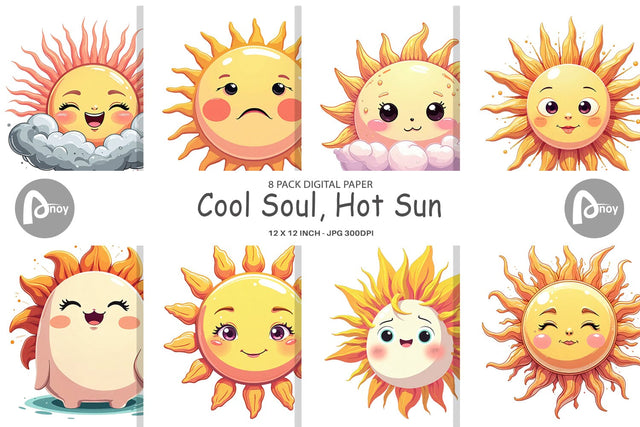 Digital Paper Cool Soul Sun Digital Pattern artnoy 
