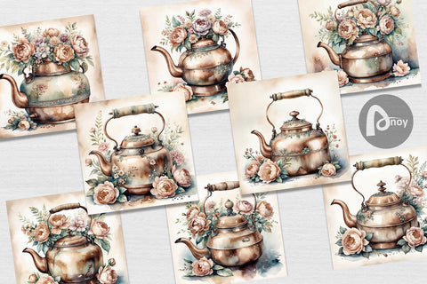 Digital Paper Copper Kettle Digital Pattern artnoy 