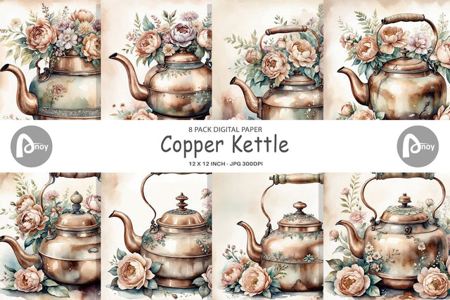 Digital Paper Copper Kettle Digital Pattern artnoy 