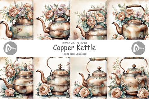 Digital Paper Copper Kettle Digital Pattern artnoy 