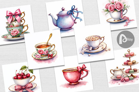 Digital Paper Coquette Teacups Digital Pattern artnoy 