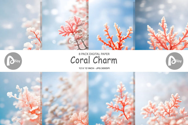 Digital Paper Coral Charm Digital Pattern artnoy 