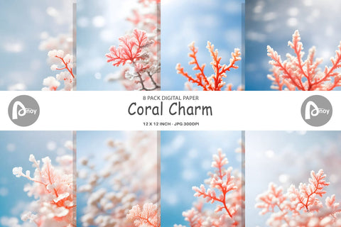 Digital Paper Coral Charm Digital Pattern artnoy 