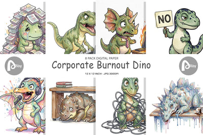 Digital Paper Corporate Burnout Dino Digital Pattern artnoy 