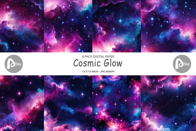 Digital Paper Cosmic Glow Digital Pattern artnoy 