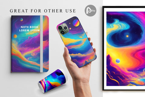 Digital Paper Cosmic Sky Landscape Digital Pattern artnoy 