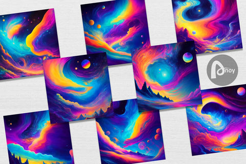 Digital Paper Cosmic Sky Landscape Digital Pattern artnoy 