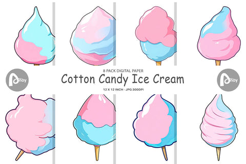 Digital Paper Cotton Candy Scoop Digital Pattern artnoy 