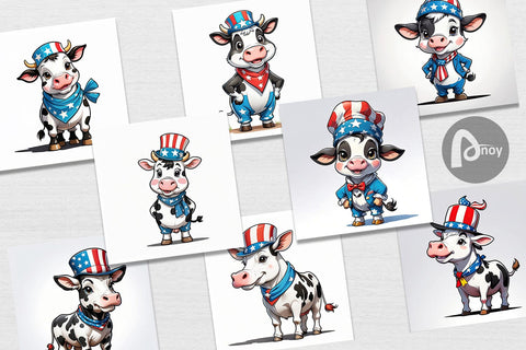 Digital Paper Cow 4th of July Digital Pattern artnoy 
