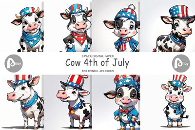 Digital Paper Cow 4th of July Digital Pattern artnoy 